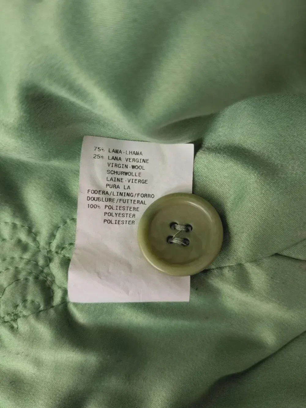 Armani Collezioni Vintage 00s Wool Llama Coat Apple Green Oversized Collar Sz L