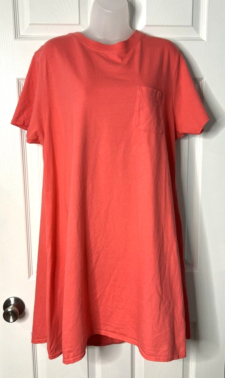 1990s Vintage Moda Int’l Coral A-Line Cotton Summer Dress – Size XL – EUC