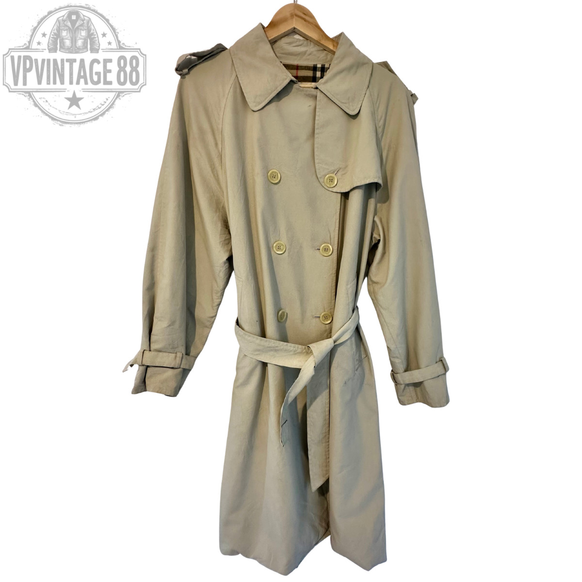 Vintage Burberry Prorsum Beige Belted Women’s Nova Check Trench Coat Size S/M