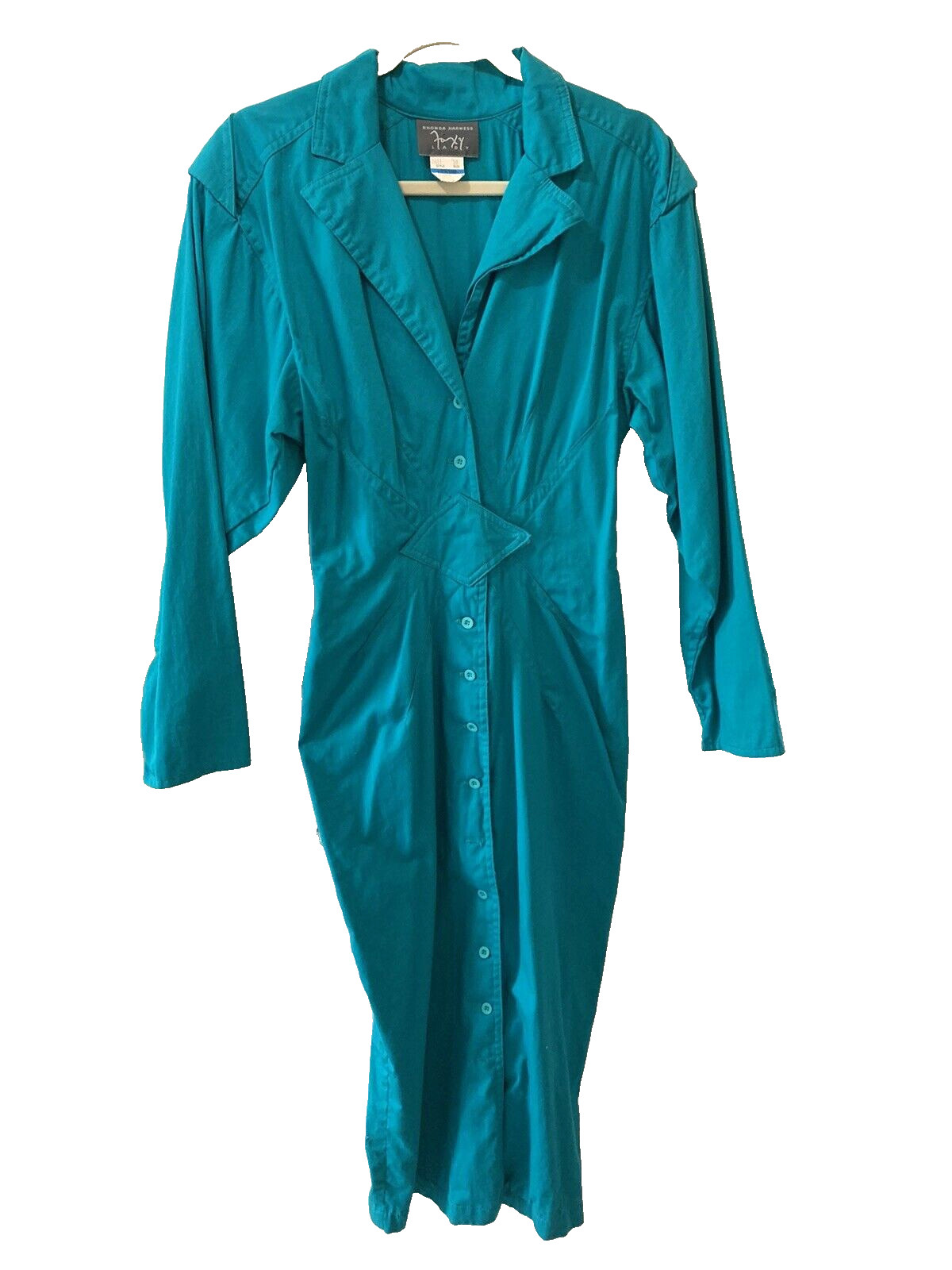 Rhonda Harness VTG 80s Green Dress Runs Small 28 inch waist