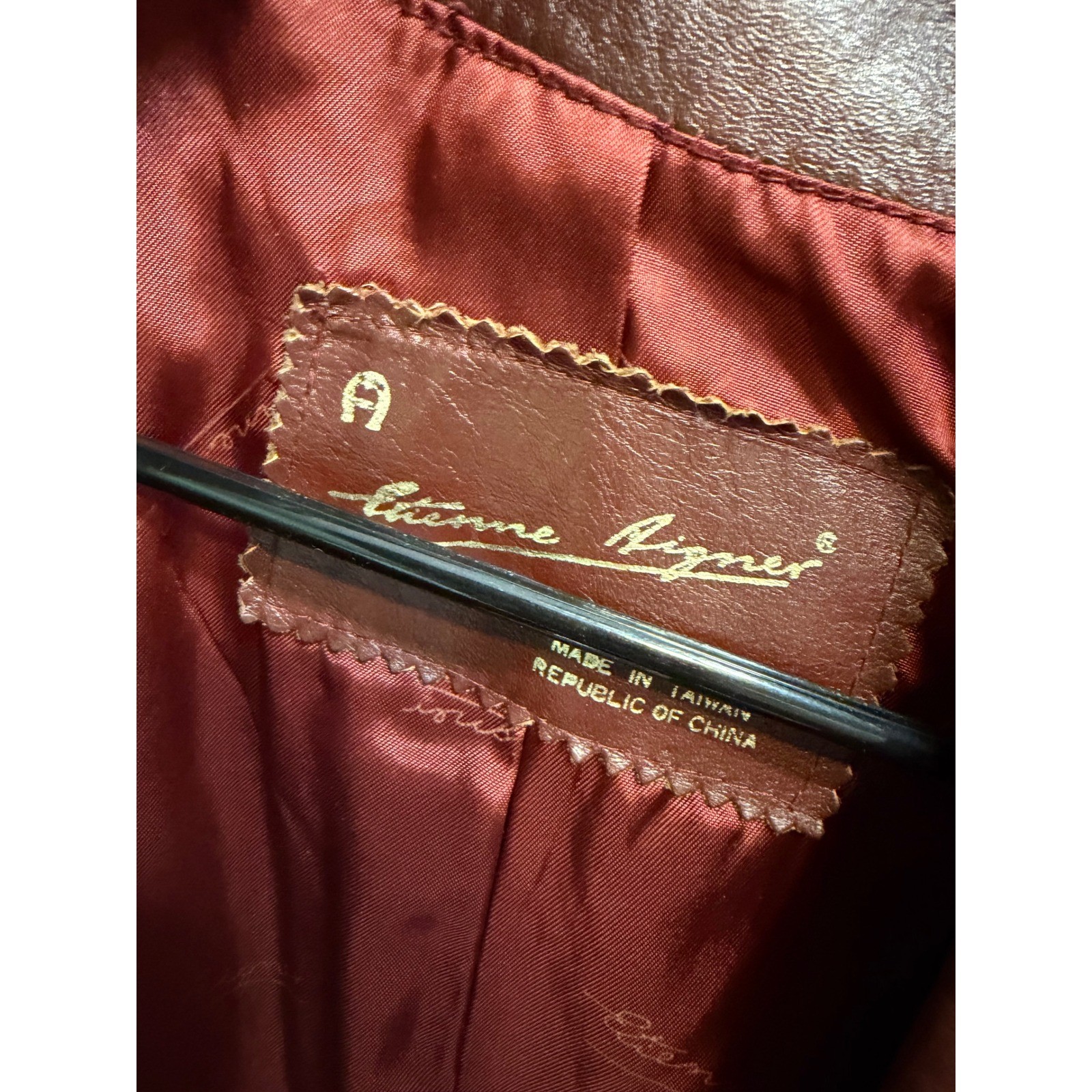 Vintage Etienne Aigner Burgundy Leather Blazer Jacket Womens Size 14 Oxblood