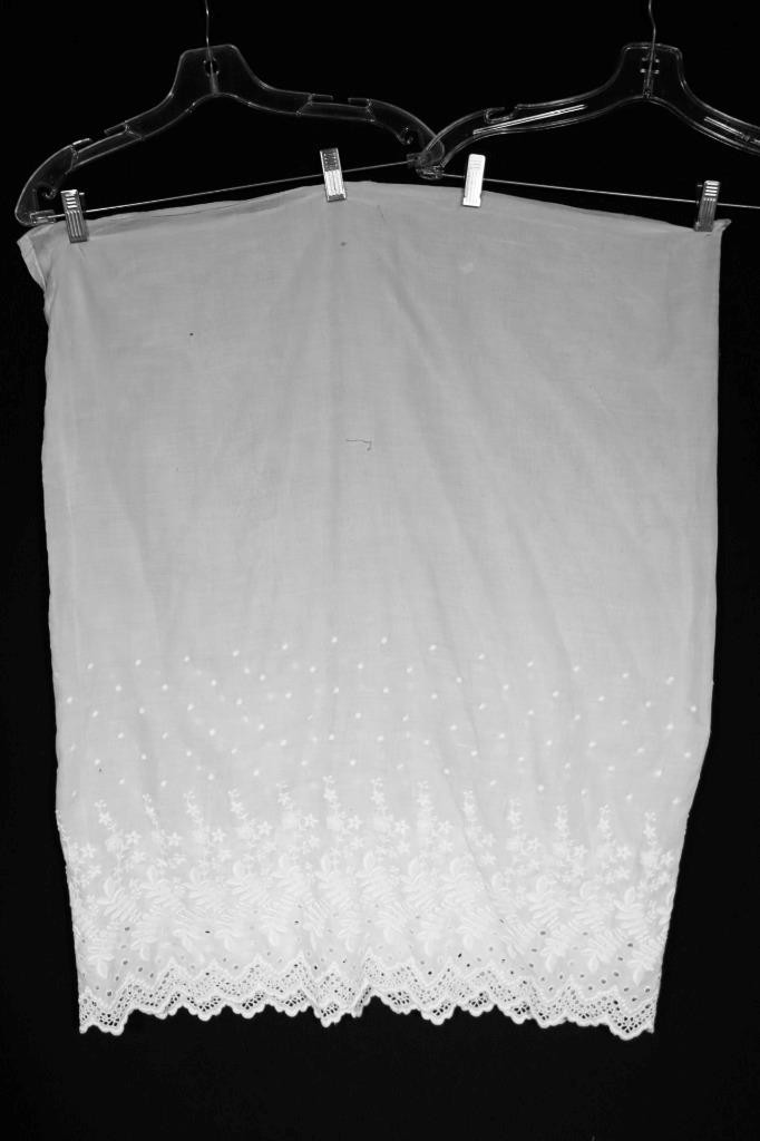 Rare French Antique Edwardian-Victorian Unfinished Embroidered Cotton Petticoat
