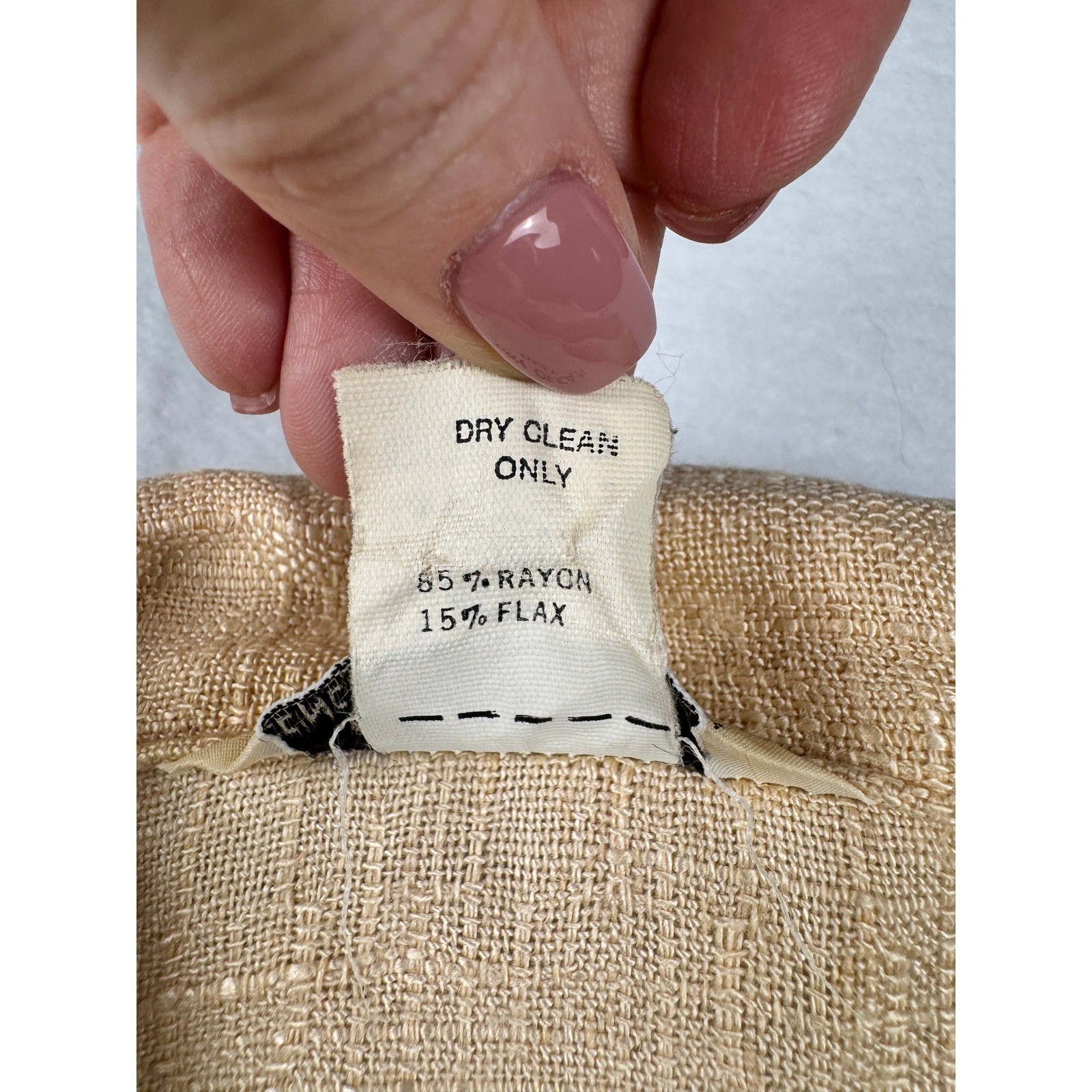 Vintage 70’s Linen Blend Neutral Two Piece Skirt Set Tan Short Sleeve Top Midi