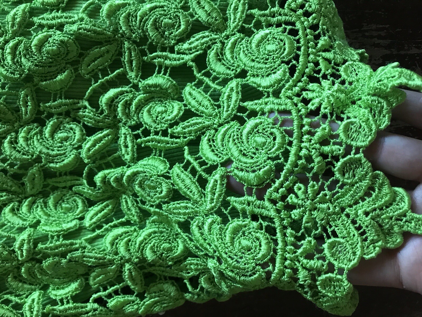 VTG 90s bright like green lacey crop top layered design cotton fabric cheerful