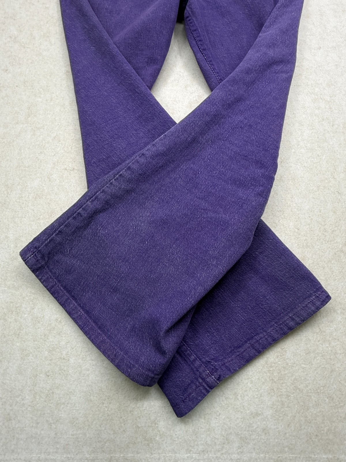 Vintage 1970s Maverick Blue Bell Purple Denim Jeans High Rise Bell Bottom USA 18