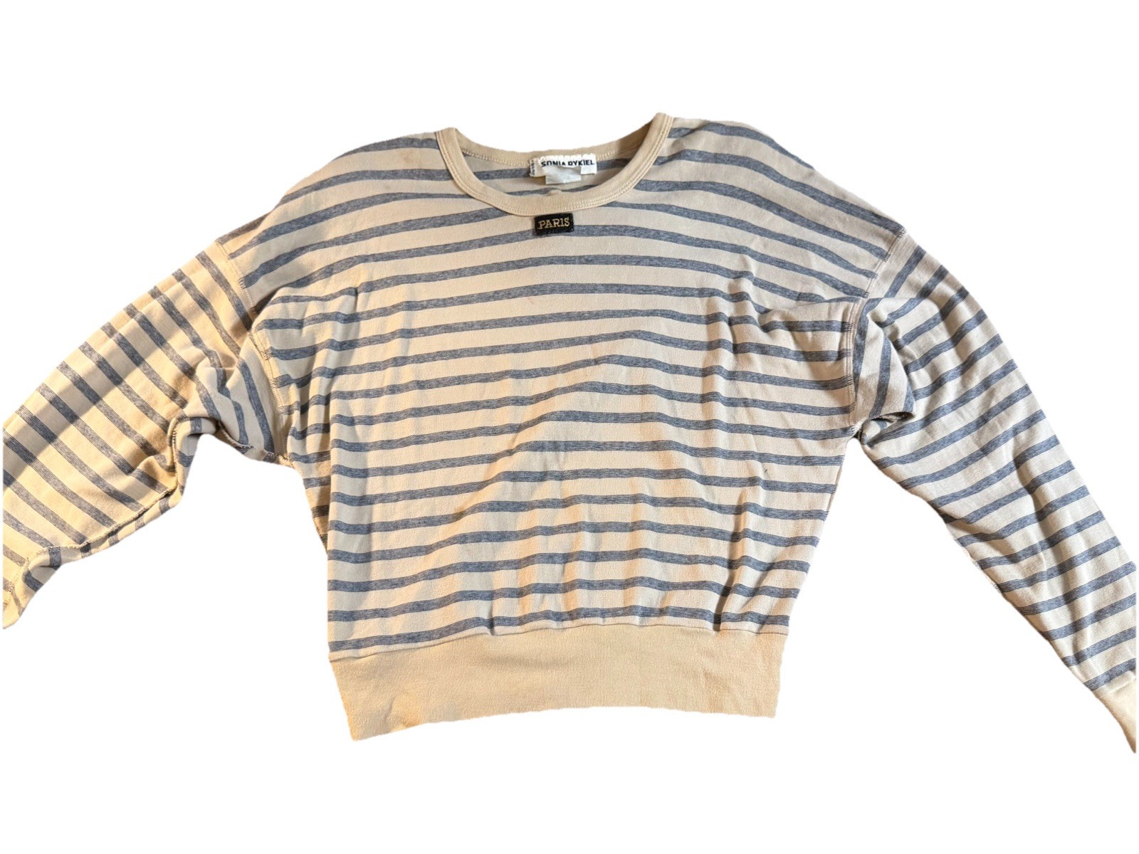 Vintage Sonia Rykiel Paris Striped Pullover Sweatshirt 100% Cotton France M