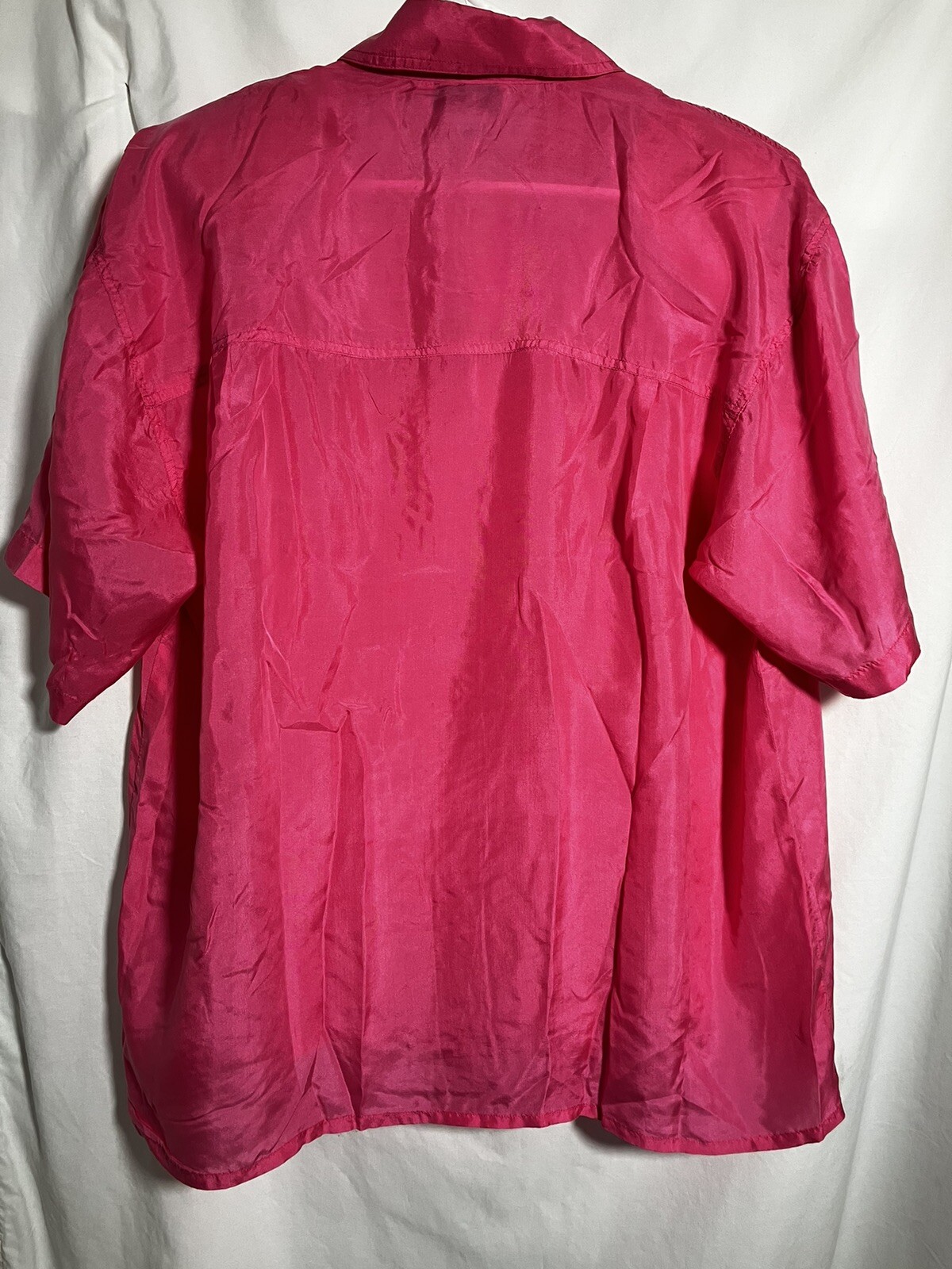Silk Bouse Pink Button Front Vintage Croquet Club Women’s Size Large New W/TAG