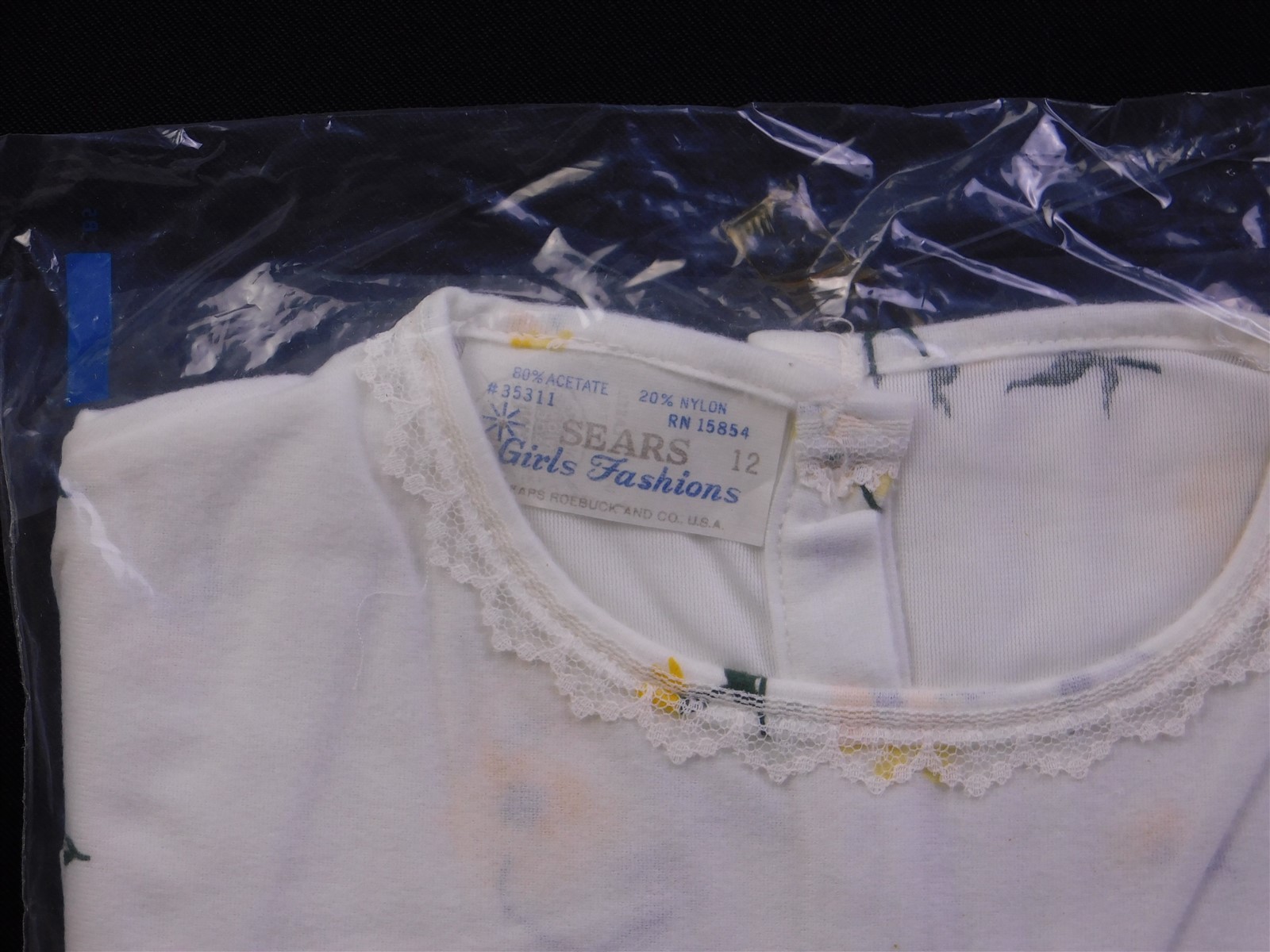 NIP Girl’s 2 Pcs Vtg Sears 1960’s White & Yellow Flowers Pajamas Sz 12