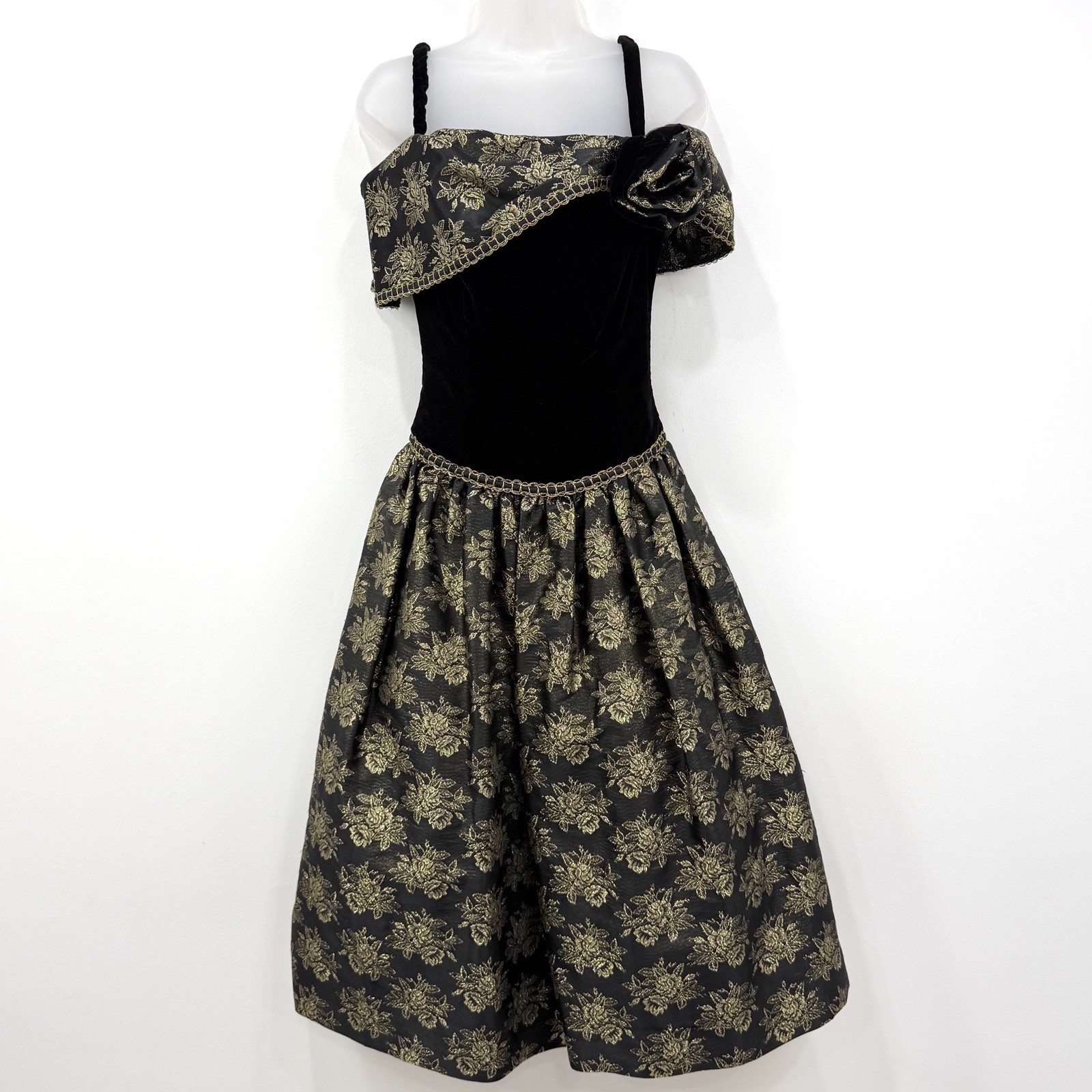 VTG 80s Cachet By Bari Protas Dress Women’s XS Whimsigoth Gatsby Gala Velvet USA