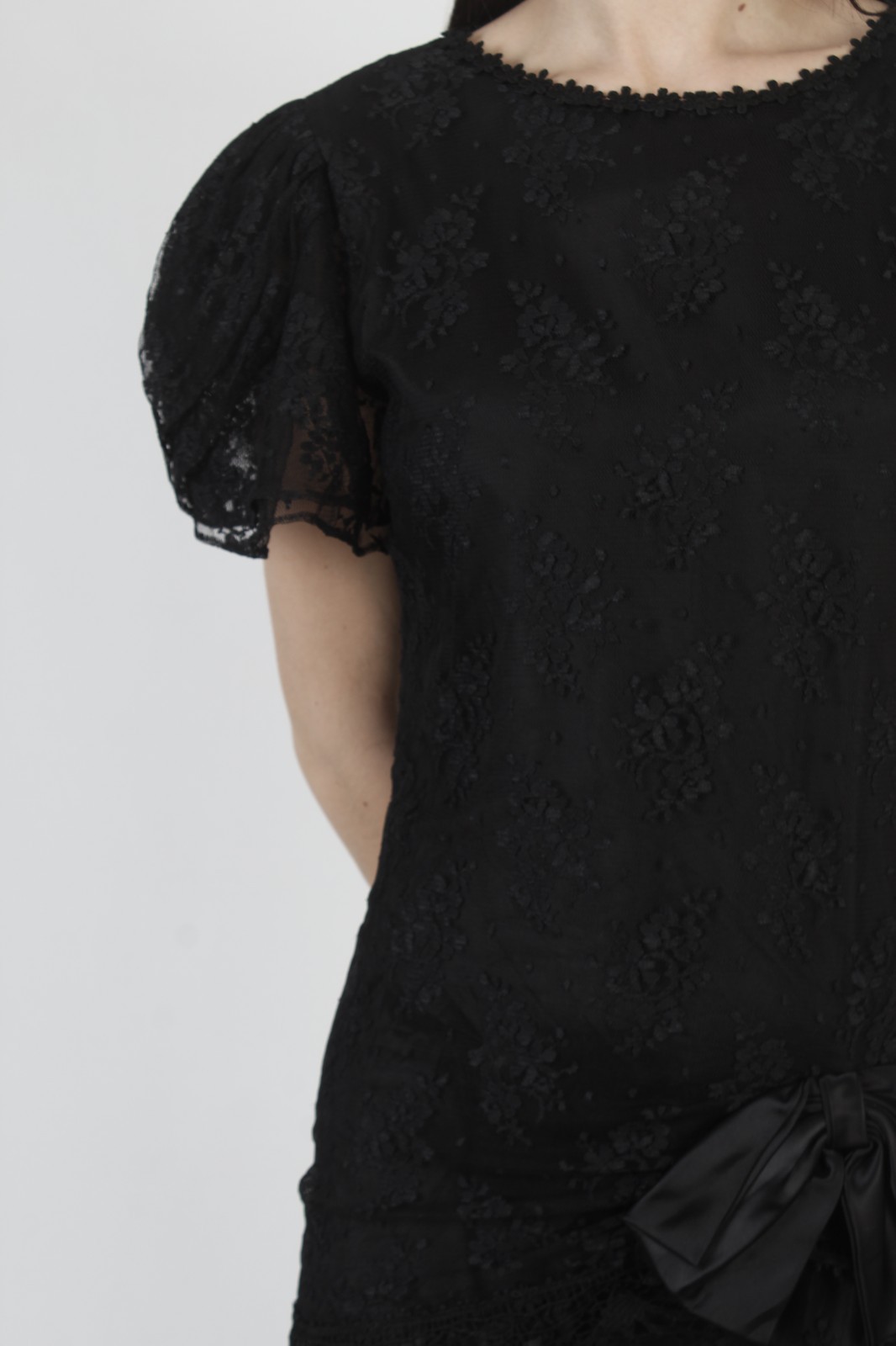 Vtg 80s Barbara Chodos Deco Dress Michael Marcelle Goth Lace Flapper Gown 8