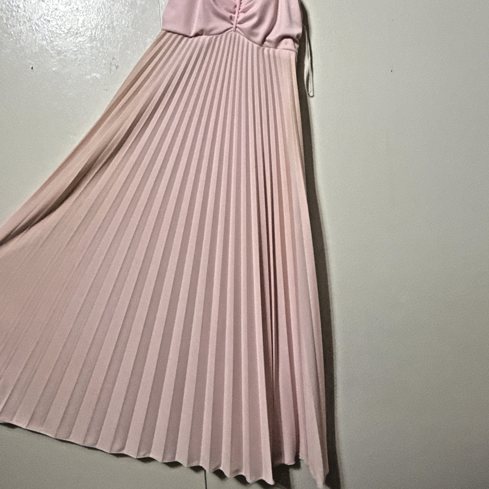 VTG Babydoll Pleated Dress Gown Size 7/8 pink Sheer Cape Bridesmaid Fairy