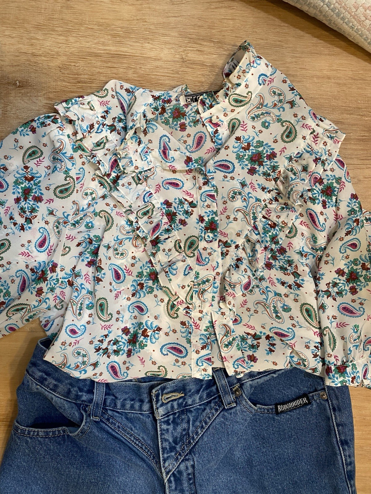 Vintage Rough rider Cowboy Jeans With Loubella’s Famous Extendables Blouse 70’s