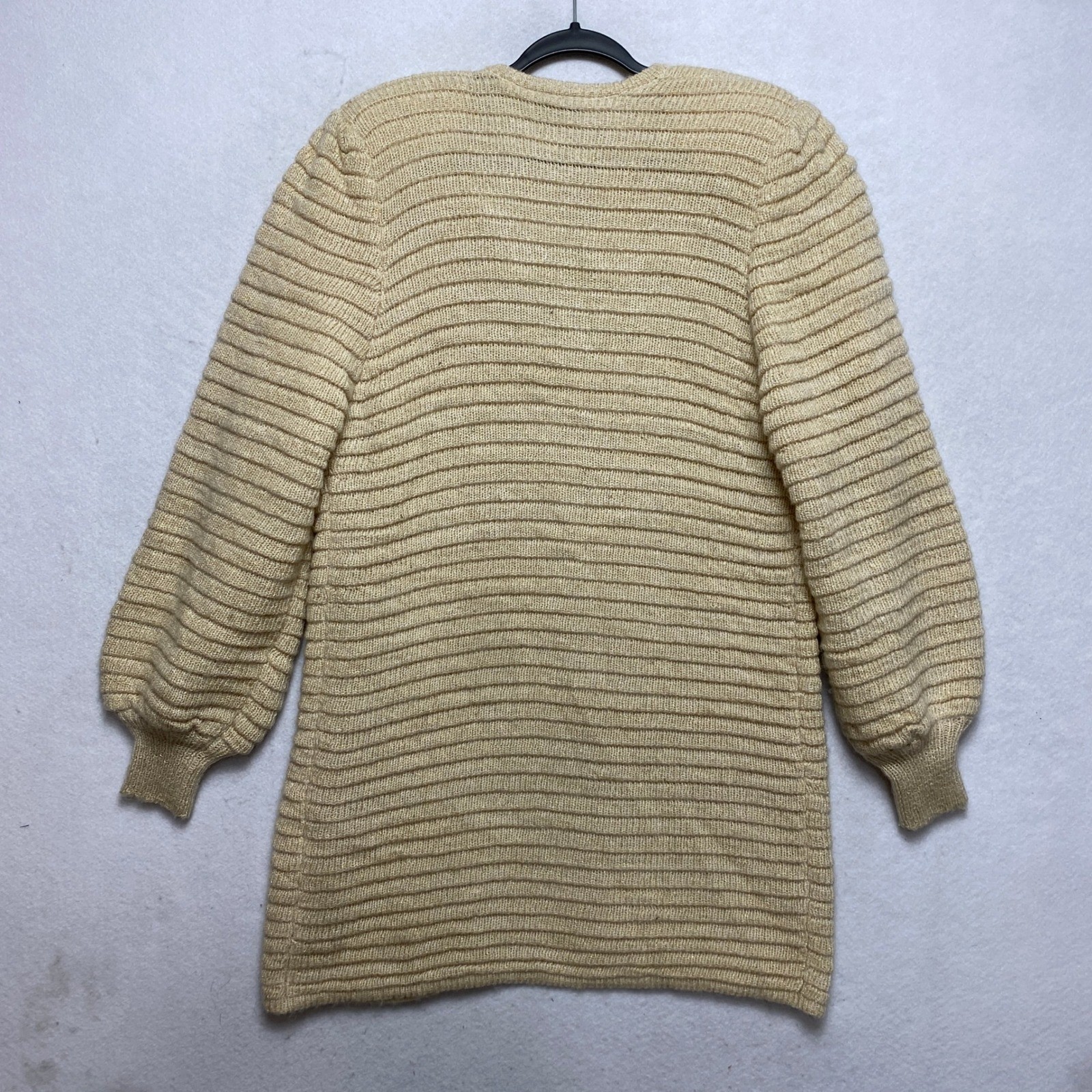 Vintage Bonnie Boerer Longline Cardigan Small Gold Metallic Silk Mohair Blend