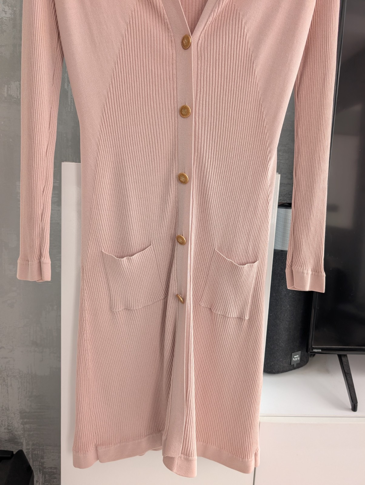 Chanel CC Button Cotton Silk Knit Long Sleeves Cardigan Sweater Jacket Jumper 40