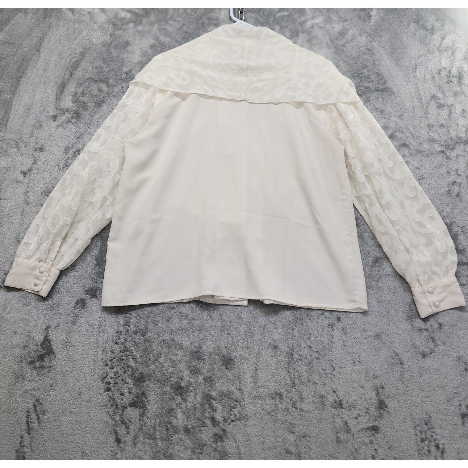 Vintage Ilyssa Maxx Chiffon Caped Button Front Blouse Size 16 Ivory Cottagecore