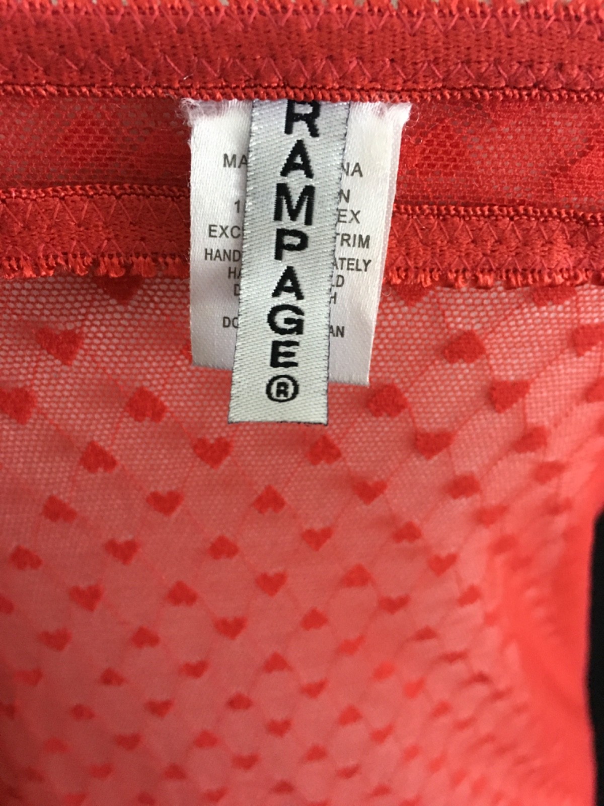 Rampage, Red lacy, sheer, shorty nighty with bra, L, chest, (6893)