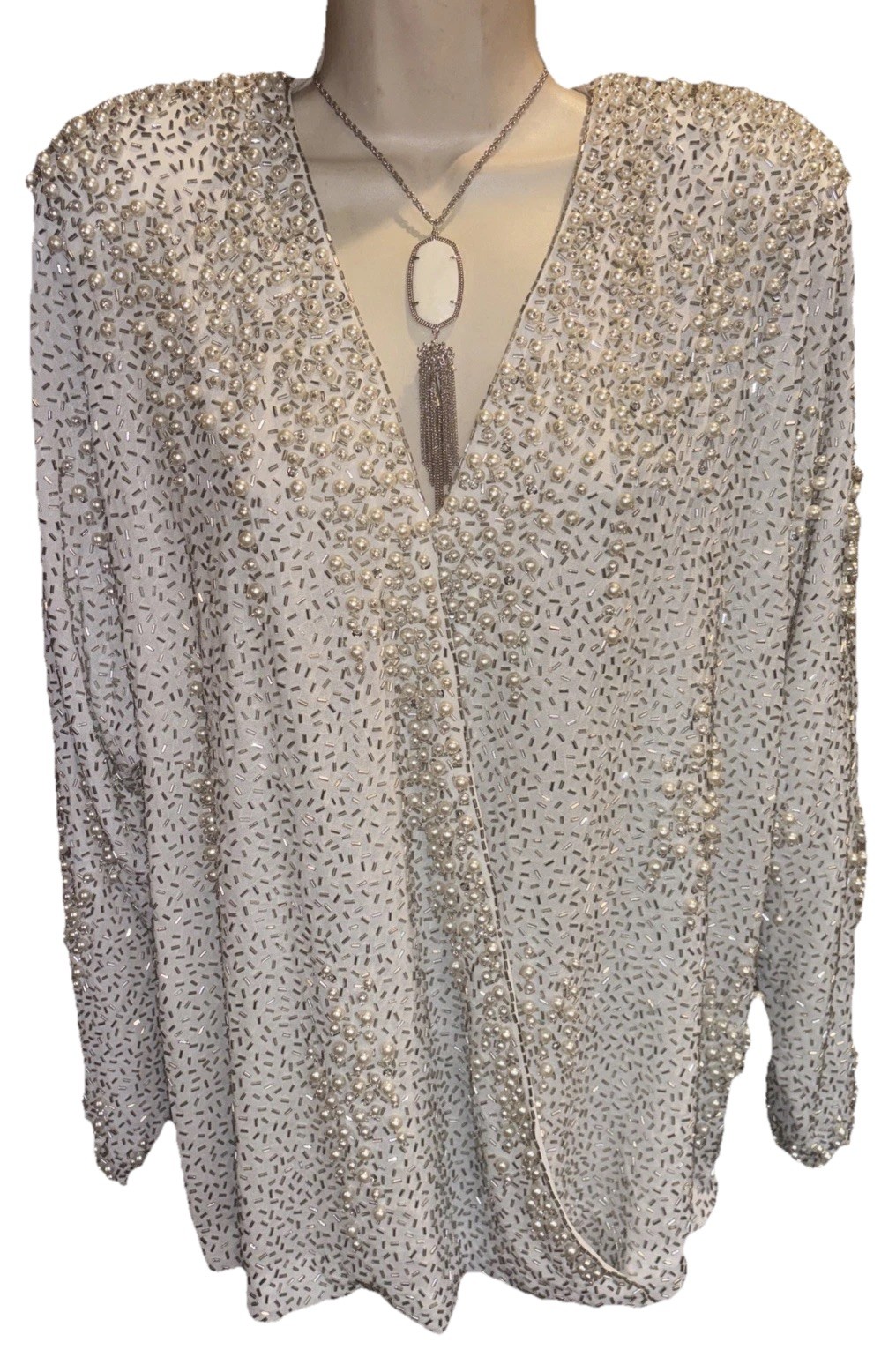 Vintage Victoria Royal Ltd Pearl Beaded Sequin Embellished Evening Tunic Top 12
