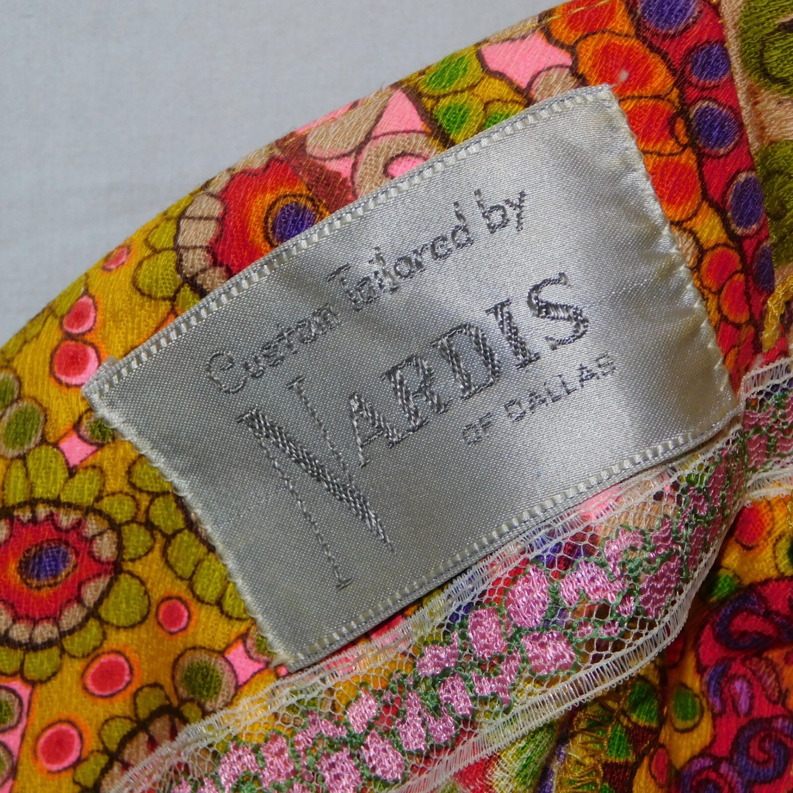 Vtg 70’s Womens M Psychedelic Colorful Floral Maxi Party Dress Nardis Dallas