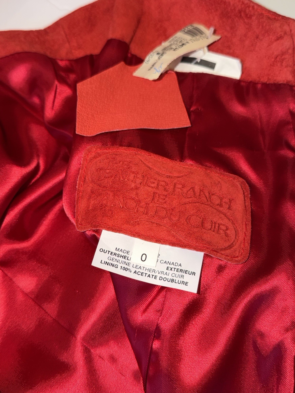 VTG 90’s Leather Ranch Red Mini Suede Cocktail Dress Padded Shoulders Sz 0 NWT