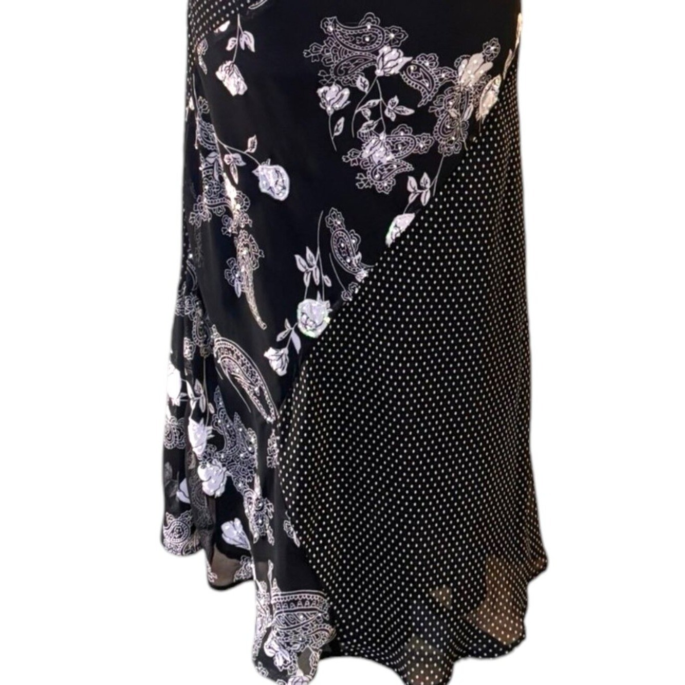 RARE 90’S VTG. BLACK WHIMSYGOTH PATCHWORK SEQUIN DRESS L/14