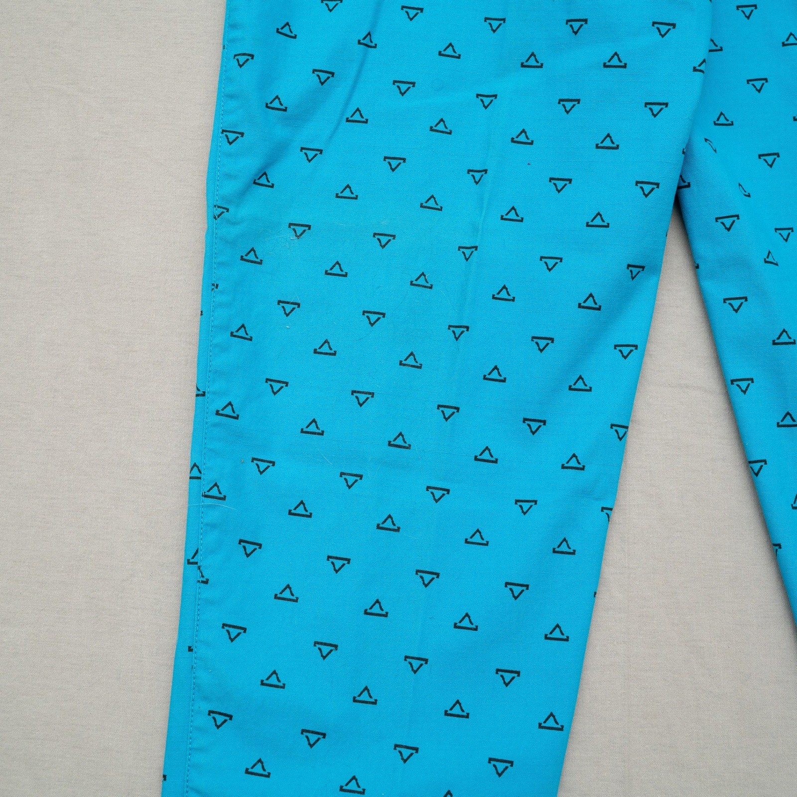 Vintage 80s Pleated High Waist Blue Pattern Side Zip Womens Pants 11/12 Cotton