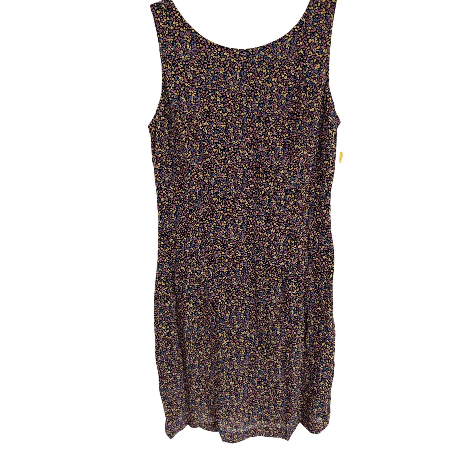 Mica Vintage 90s Ditsy Floral Sleeveless Sheath Dress Black Size 10 Made in USA