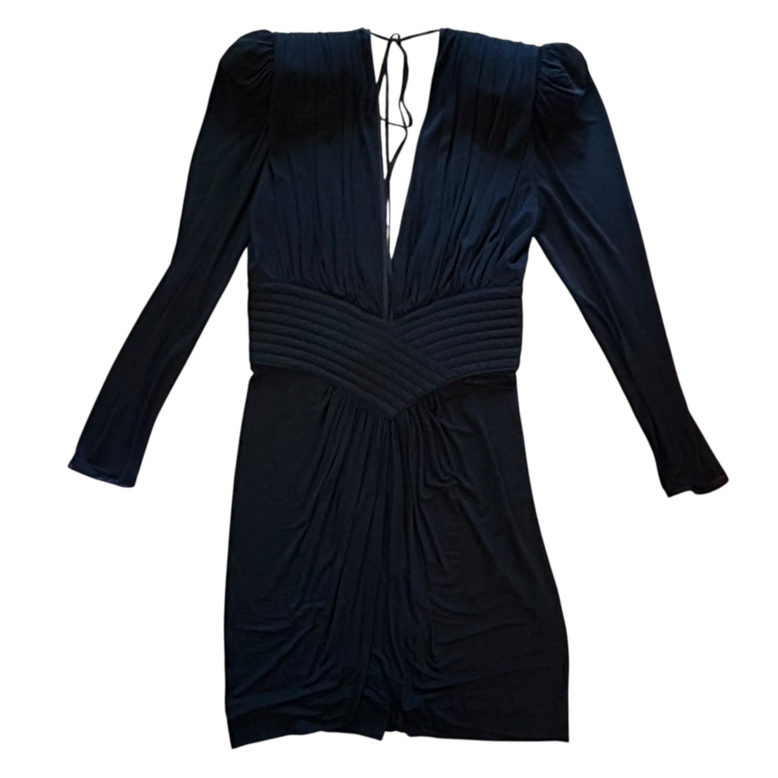 Vintage 1980s Wayne Clark Dress Size 10 Black Plunging Neckline Dynasty Marelle