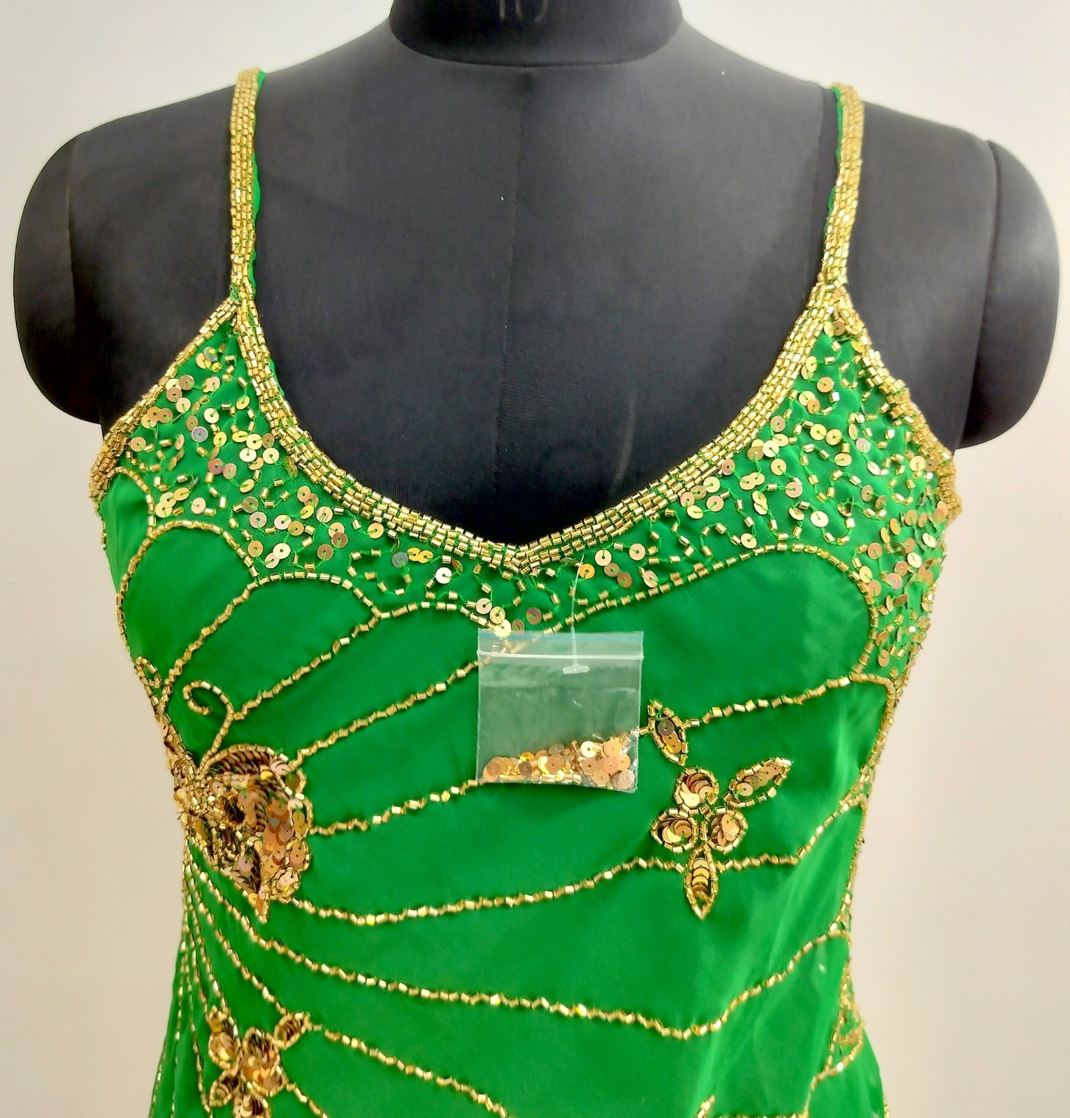 Lot 6 Vintage Y2K Golden Beaded Embroidery Costume Sequin Top Blouse Sheer Tunic