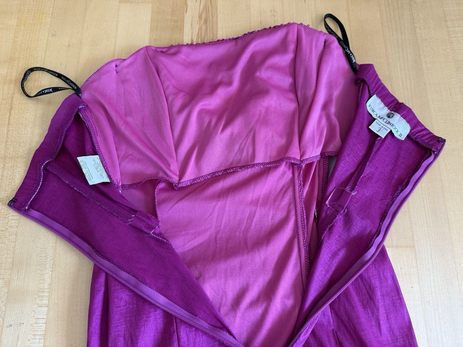 Jessica McClintock Vintage Fuchsia Pink Sequins Cocktail Party Dress Size 3