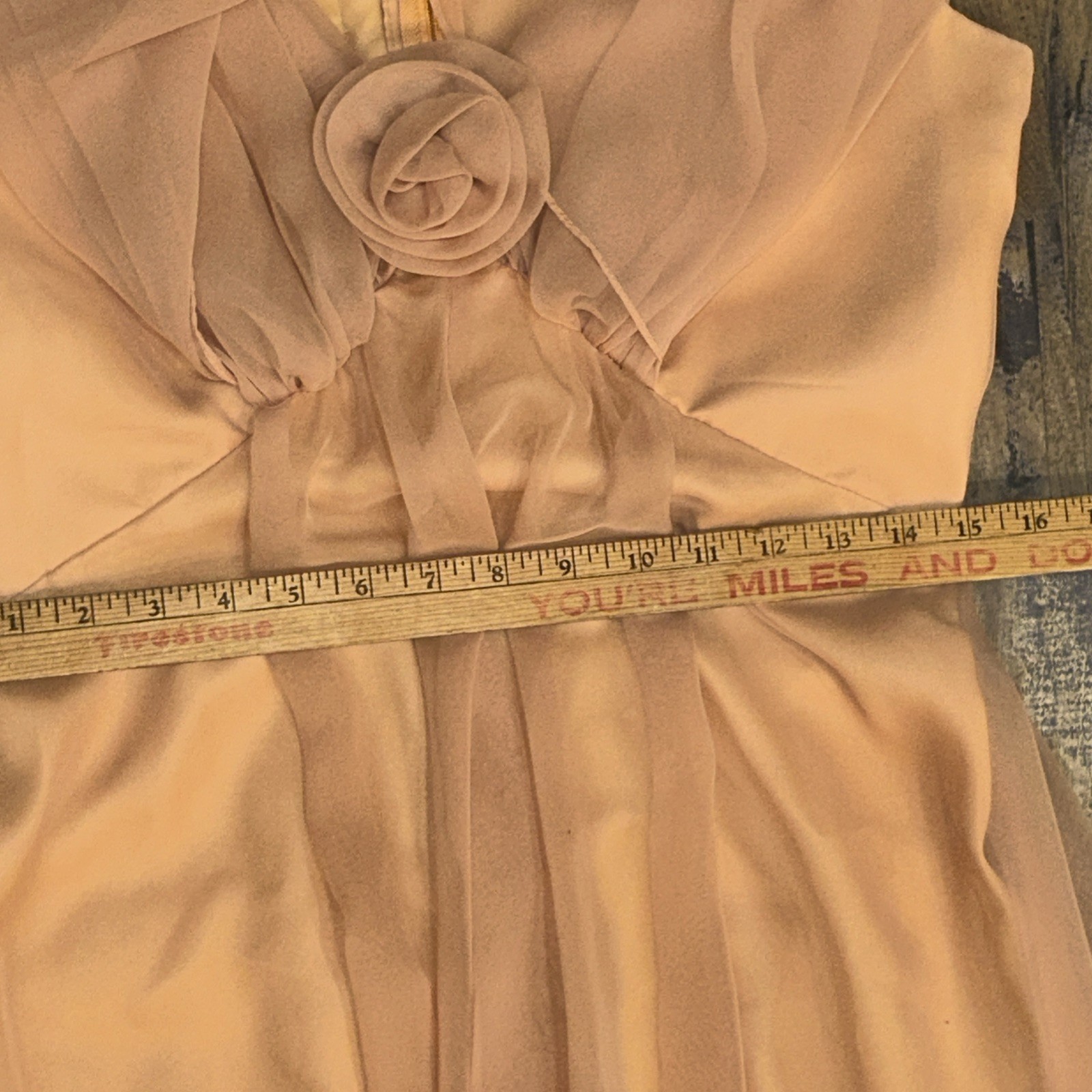 Emma Domb California Dress 14 Empire Waist Cape Sleeve Orange Chiffon Altered