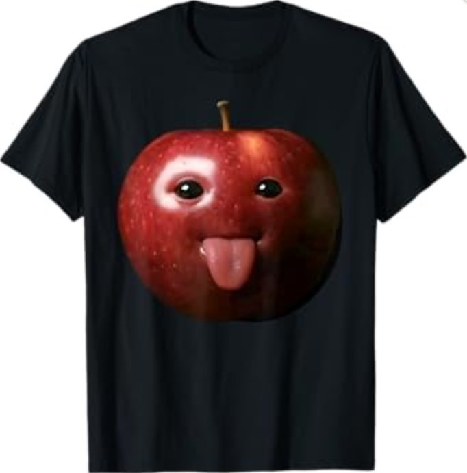 Funny Silly AI Apple gen z Meme BrainRot Humor Tongue Out T-Shirt