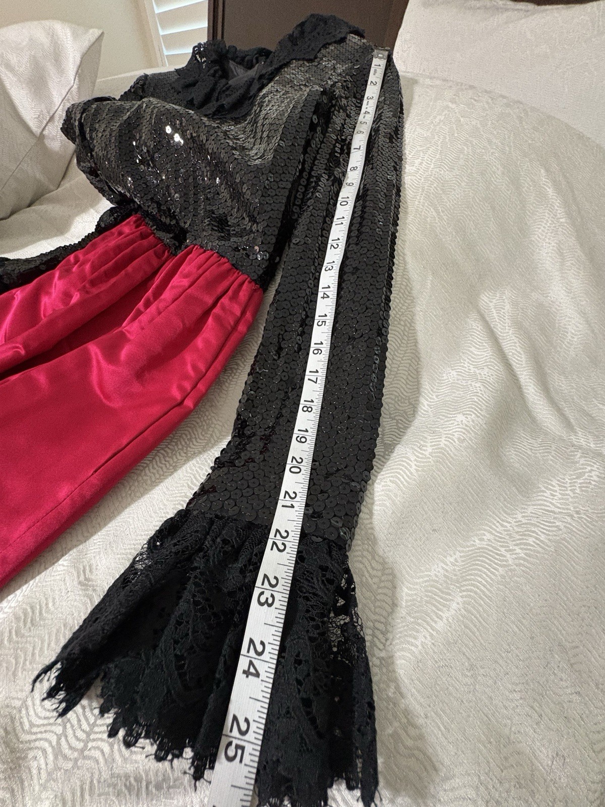 William Pearson Vintage Black Sequin And Red Satin Long Dress Size Small