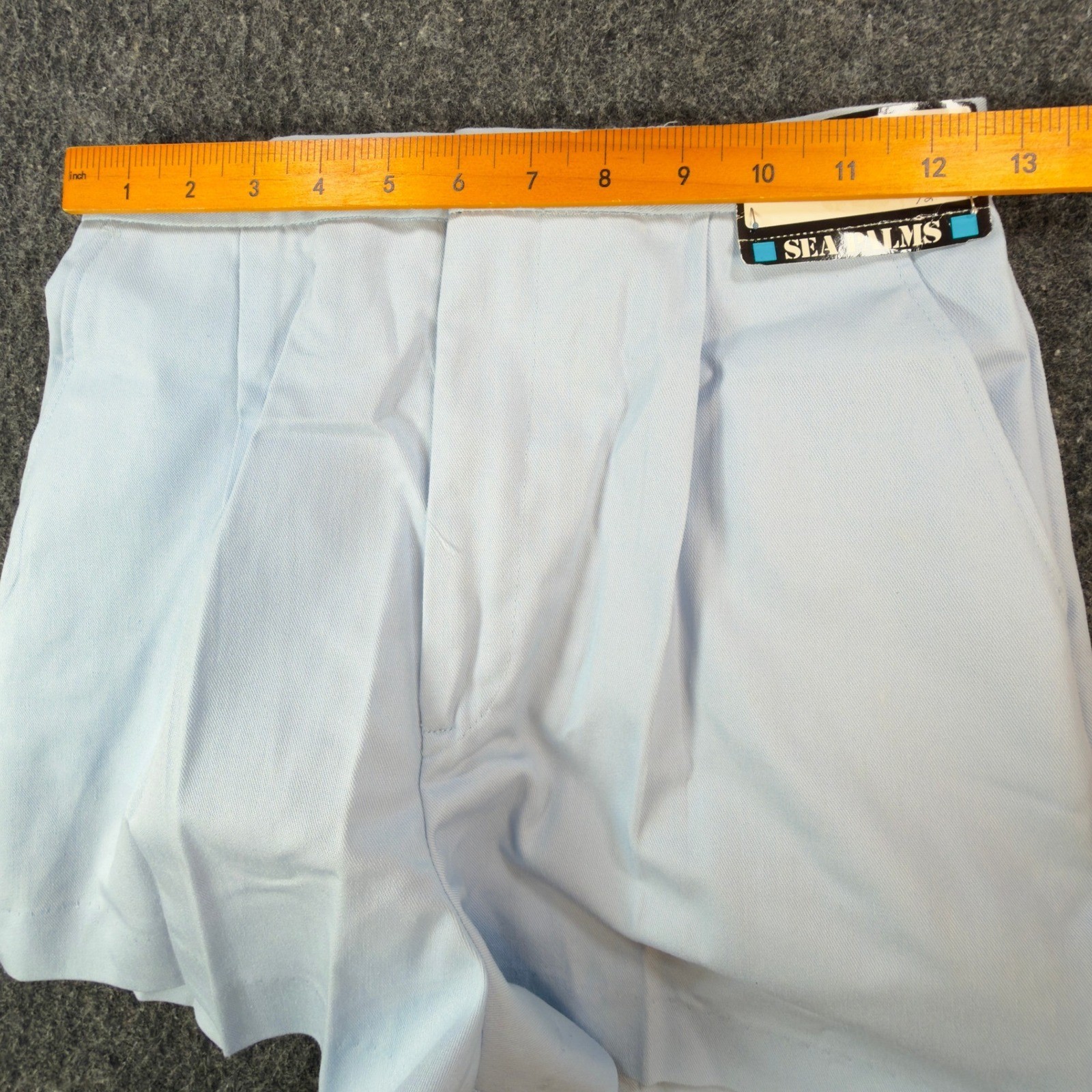 Sea Palms Shorts Womens 9/10 Blue Cotton Blend Pleated High Waist Vintage 80s