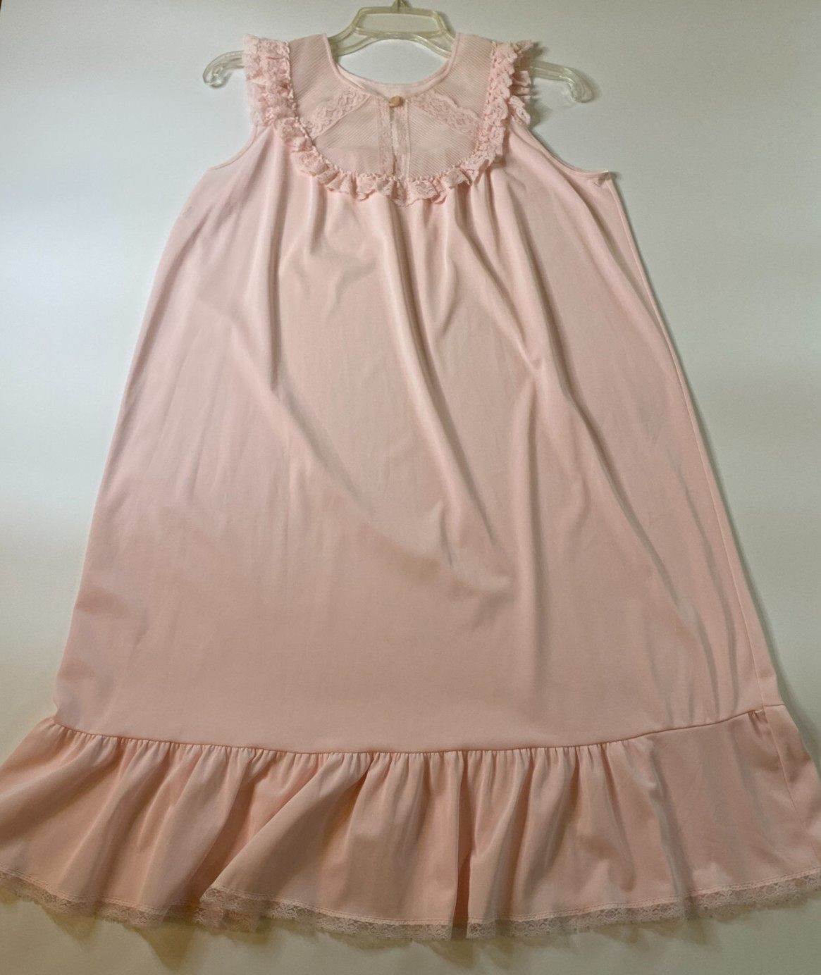 Vintage JC PENNEY Pink SHORT NIGHTGOWN Medium CHIFFON Ruffle Nylon Twee Coquette