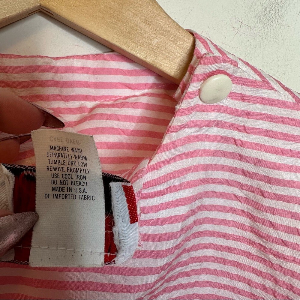 Vintage 80s 90s Bubblegum Pink Striped Button Shoulder Oversized Top Size 12