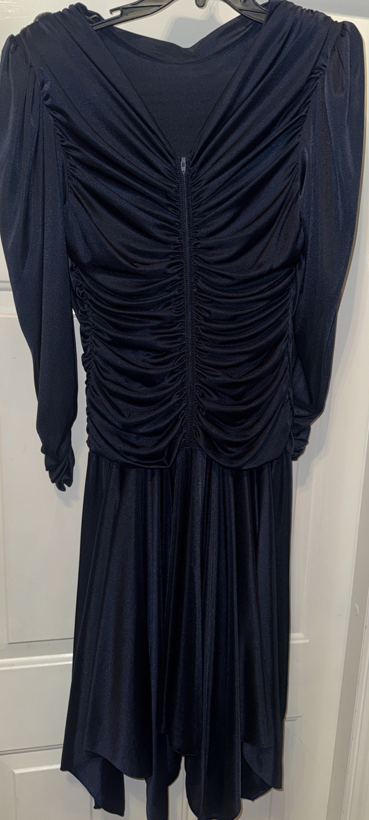 VTG 80’s Filigree Ltd Blue Ruched Midi Dress USA Style 8042 Size S?