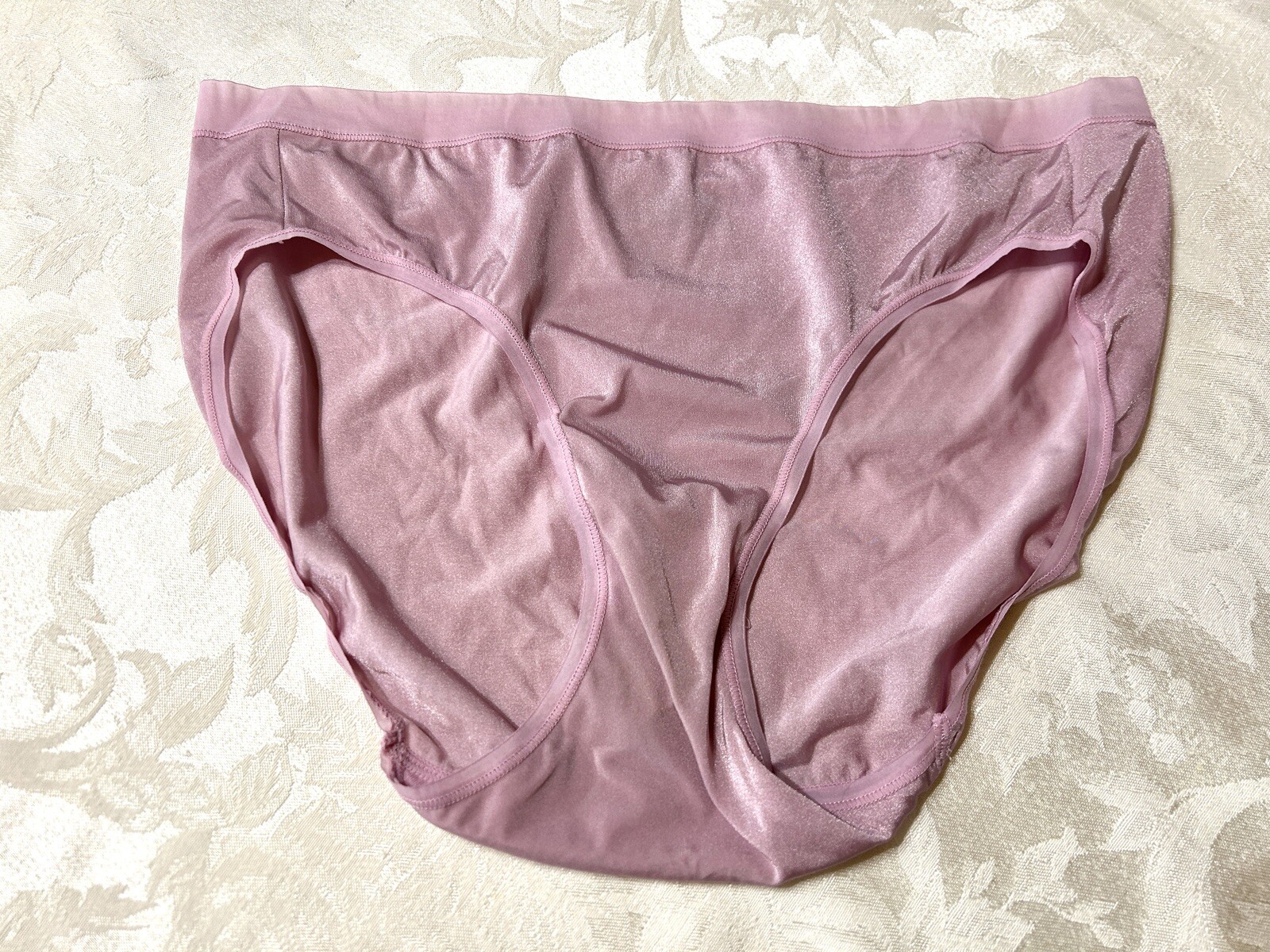 Vtg BALI 2430 Invisible Elegance Satin Hi-Leg XXL/9 Pink Panties #46