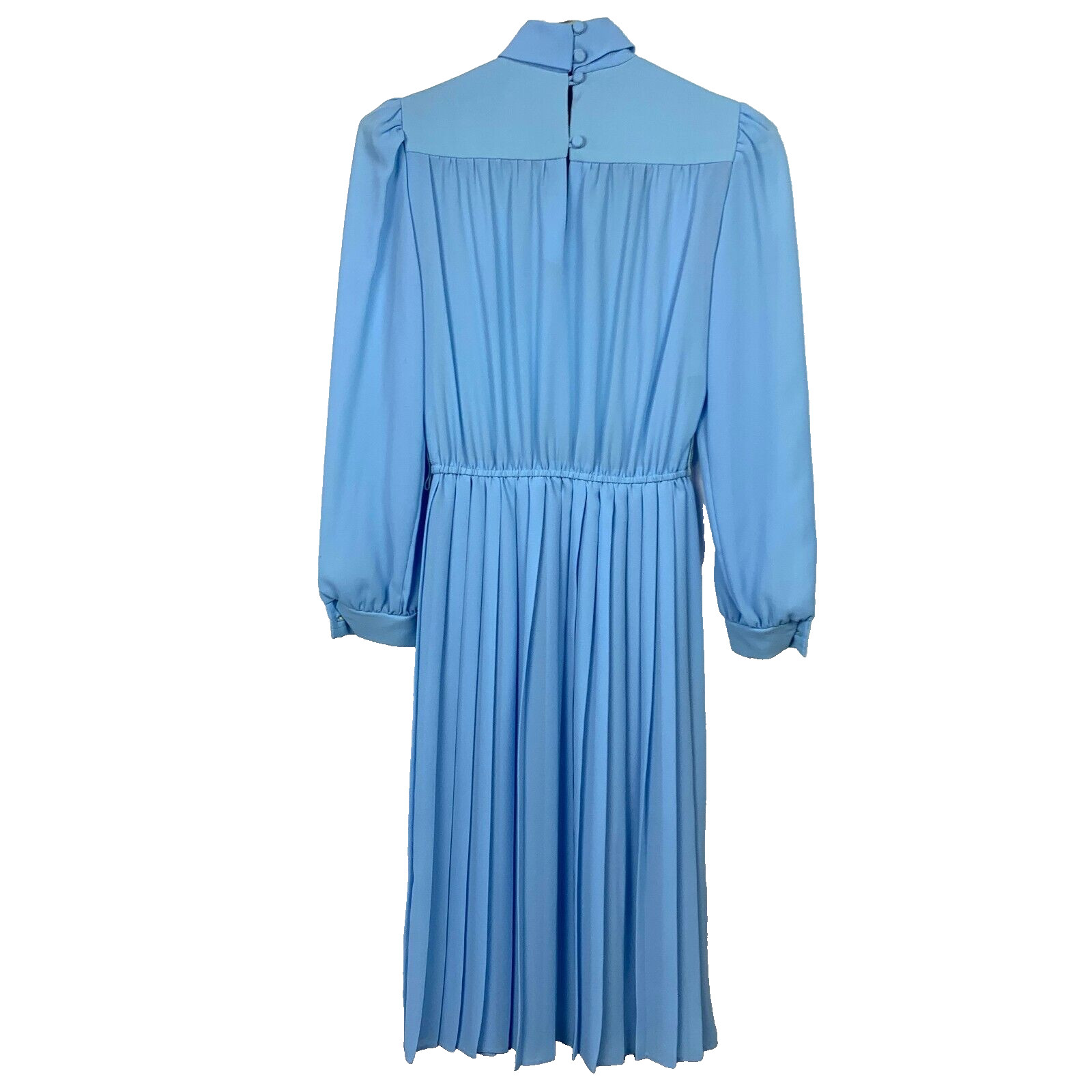 Vintage 80s Mavinette Blue Pleated Twirl Secretary Dress Twee Size 6
