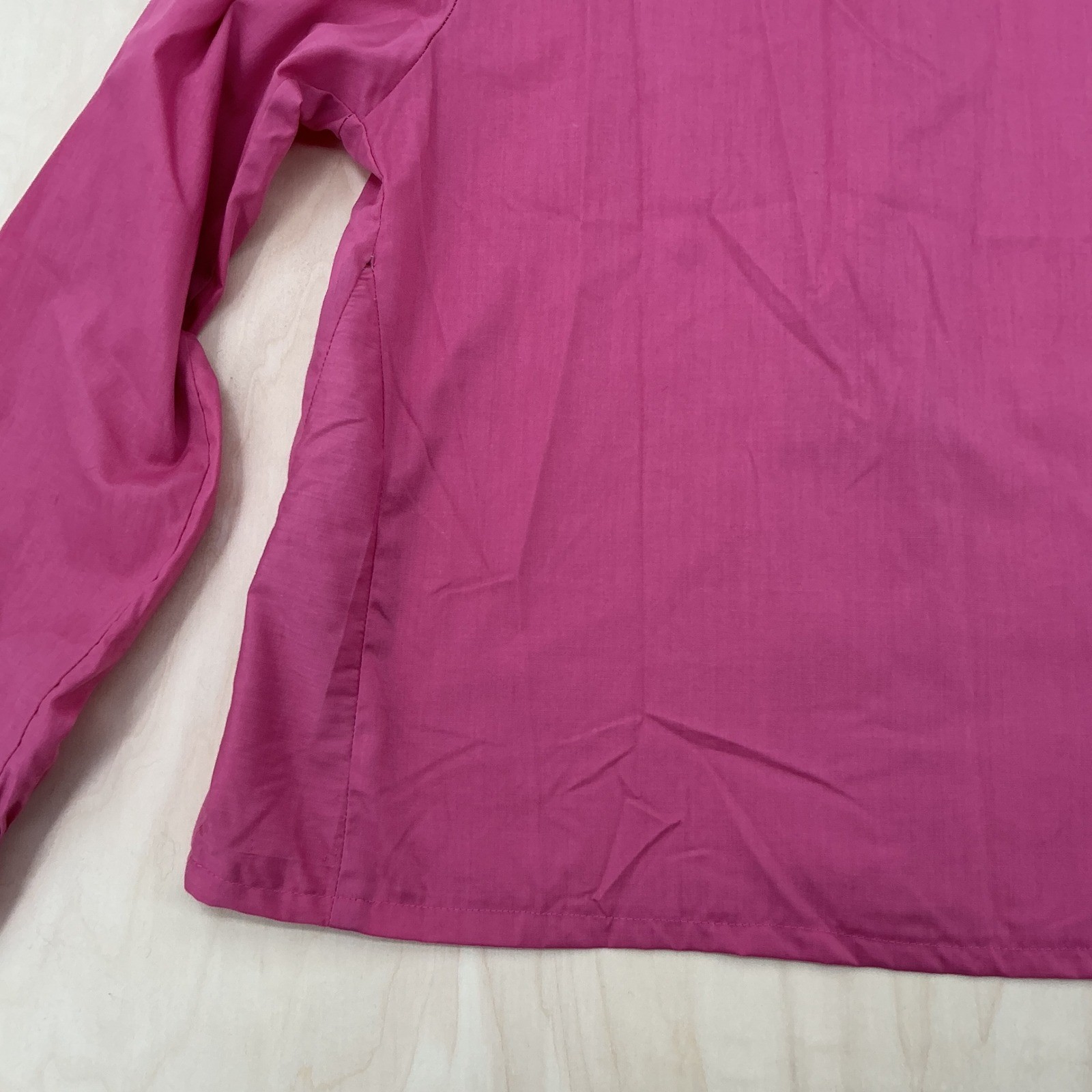 Sears Blouse Womens L Magenta Pink Camp Collar Button Down Vintage 70s Retro
