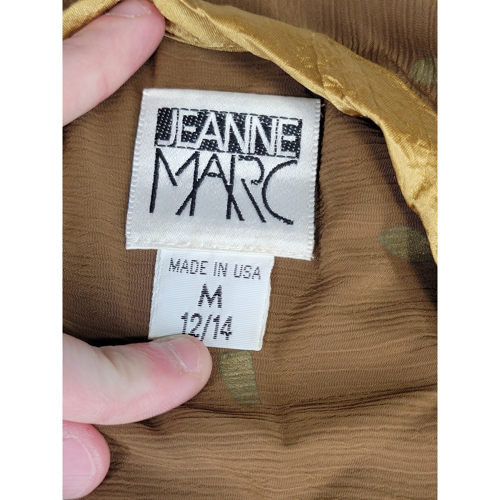 Jeanne Marc Vintage Brown Gold Pleated Palazzo Pants Wrap Top Set Size M 12/14