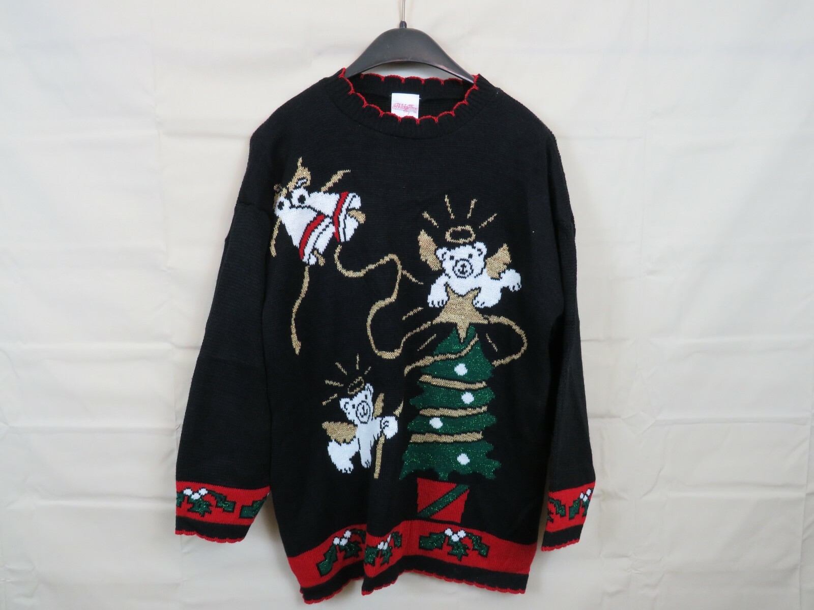 Vintage Holiday Time Ugly Christmas Sweater Teddy angels Size Medium M
