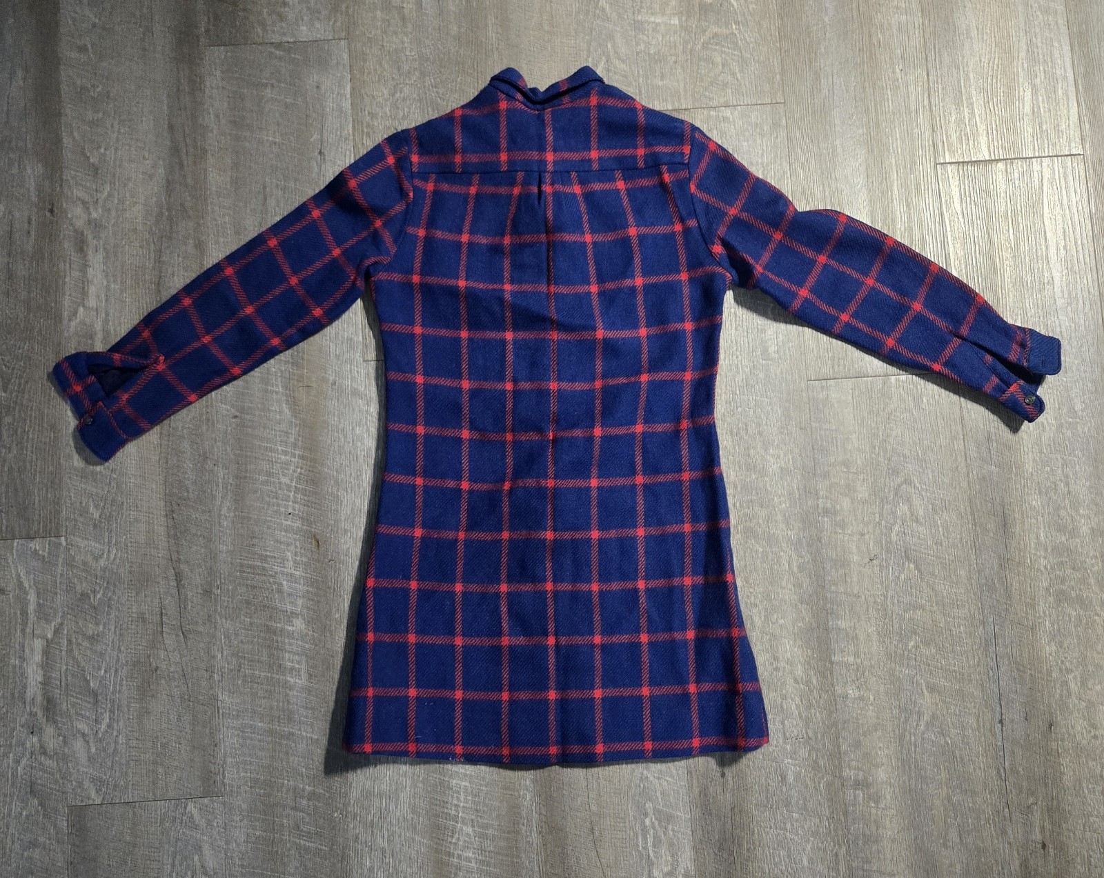 Vintage 1970s Langtry Women’s Plaid Shirt Dress Size 11/12 Long Sleeve Button Up