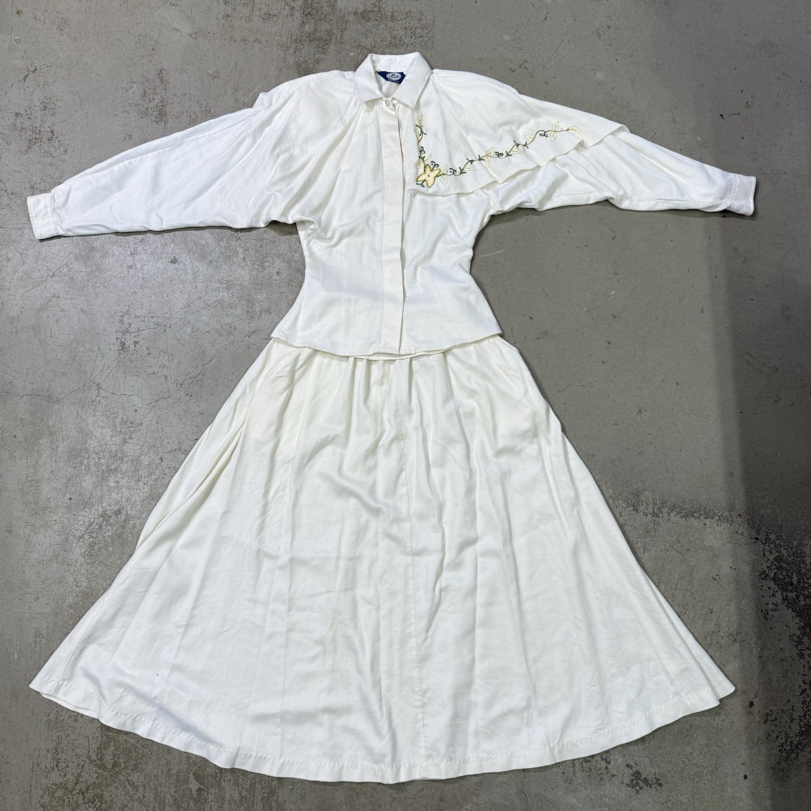 Vintage Prior Cowgirl Blouse & Skirt Outfit 2-Piece Dress Women’s 5/6 USA White