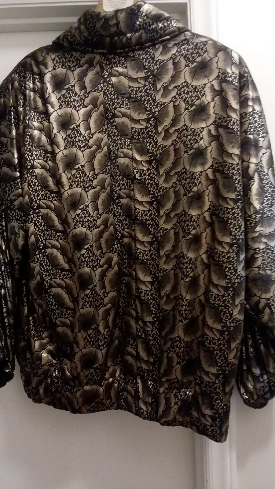 Vintage Nicole J Farah SOFT Packable Gold Metallic Floral Jacket J-Farah XL