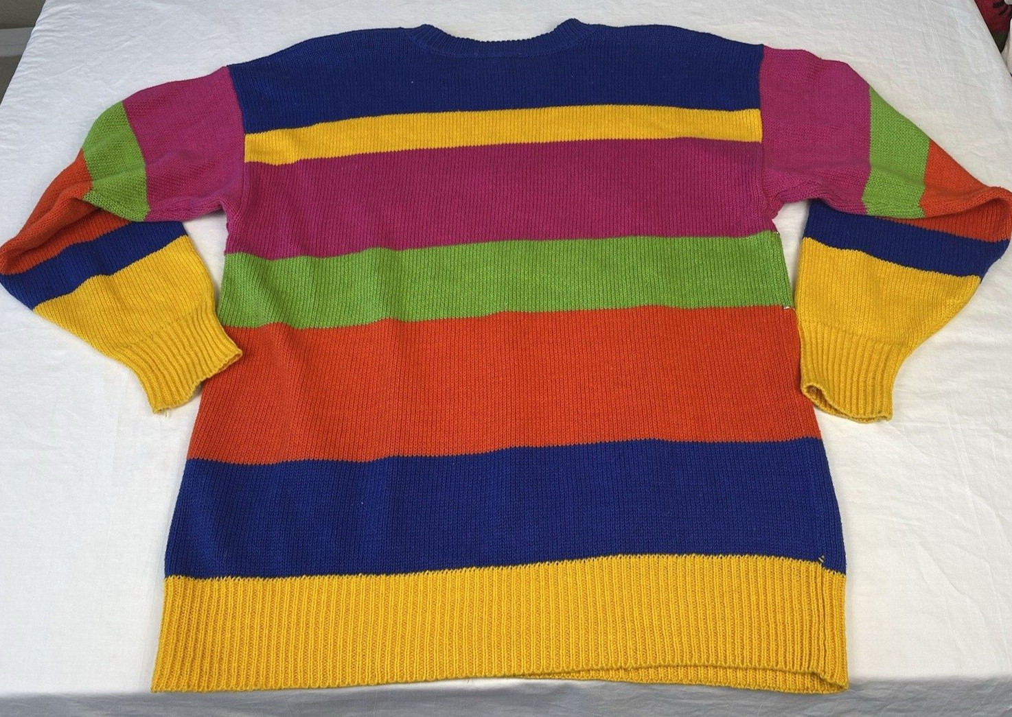 Vintage 80’s Abstract Beaded Rhinestone Stripe Sweater By Eminent Size M Cotton