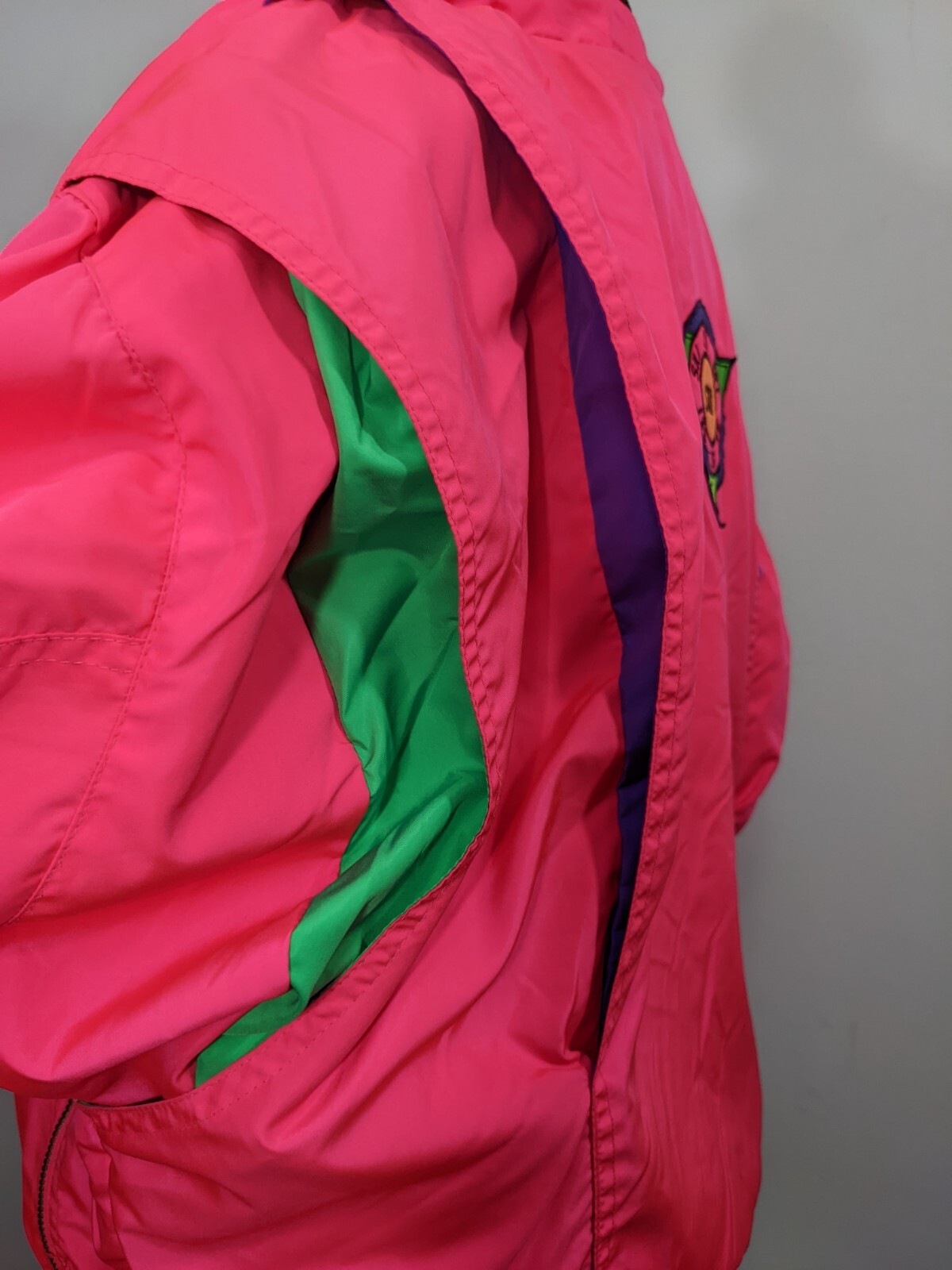 Vintage Coltech Women’s Ski/Snowboard Coat Neon Pink Multicolor 80’s 90’s sz 12