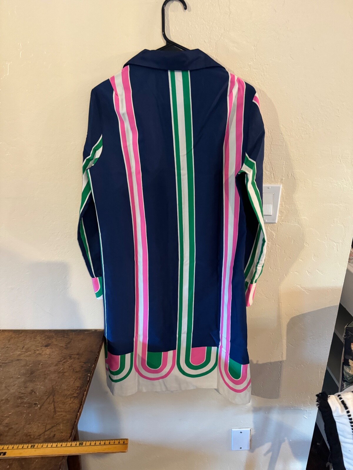 LANVIN Paris Blue, Pink & Green Long sleeve Shirt Dress