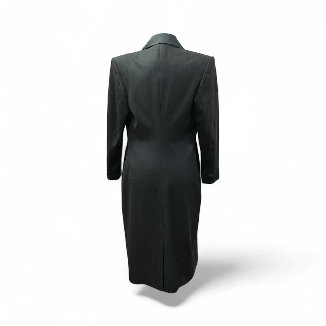Vintage Esquire Custom Tailor Seoul Cynthia Brooks Black Wool Tuxedo Coat Dress