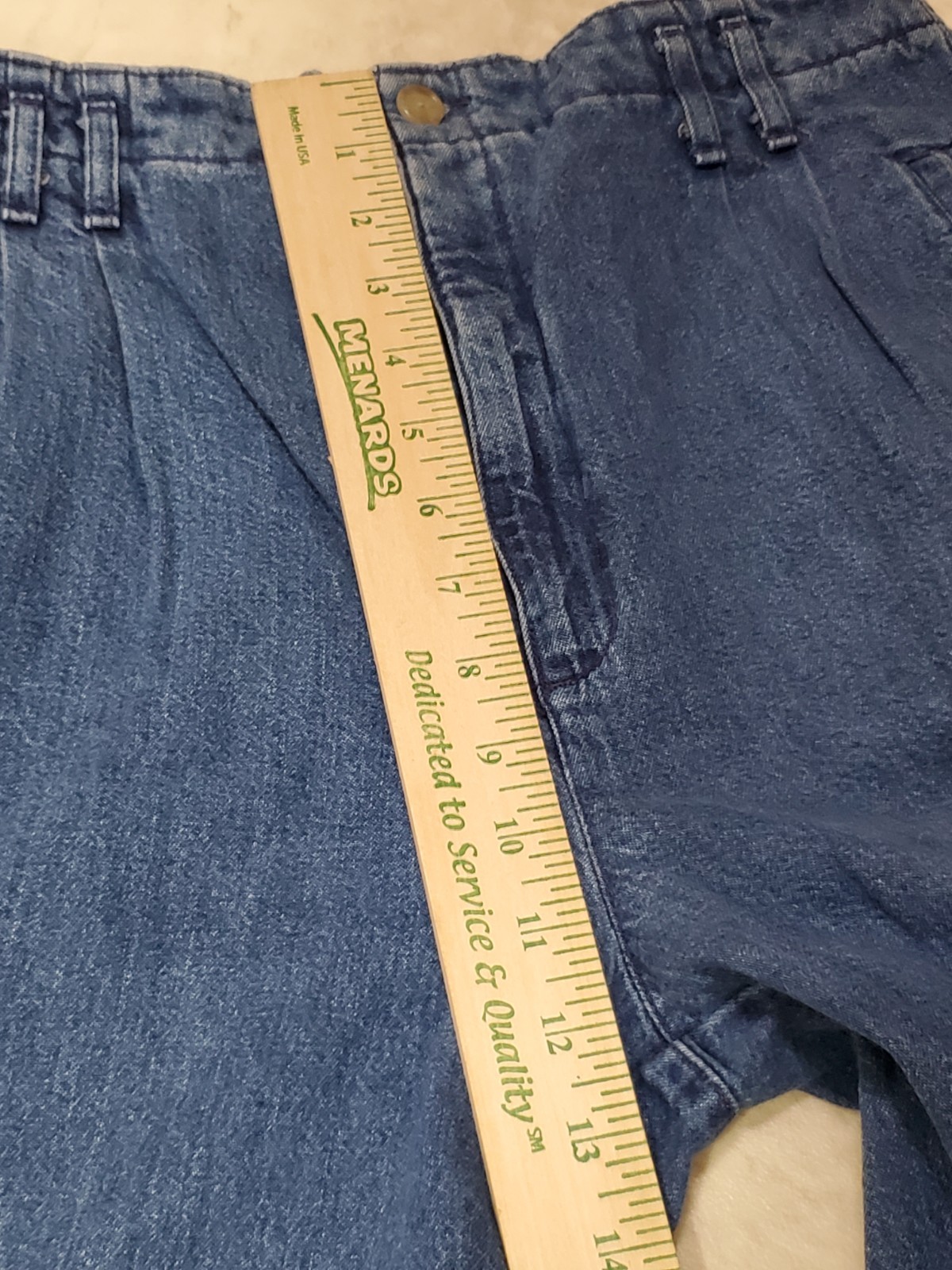 DOCKERS Blue Denim Pant Pleated High Rise Mom Tapered Jean Womens 12 P USA Vtg