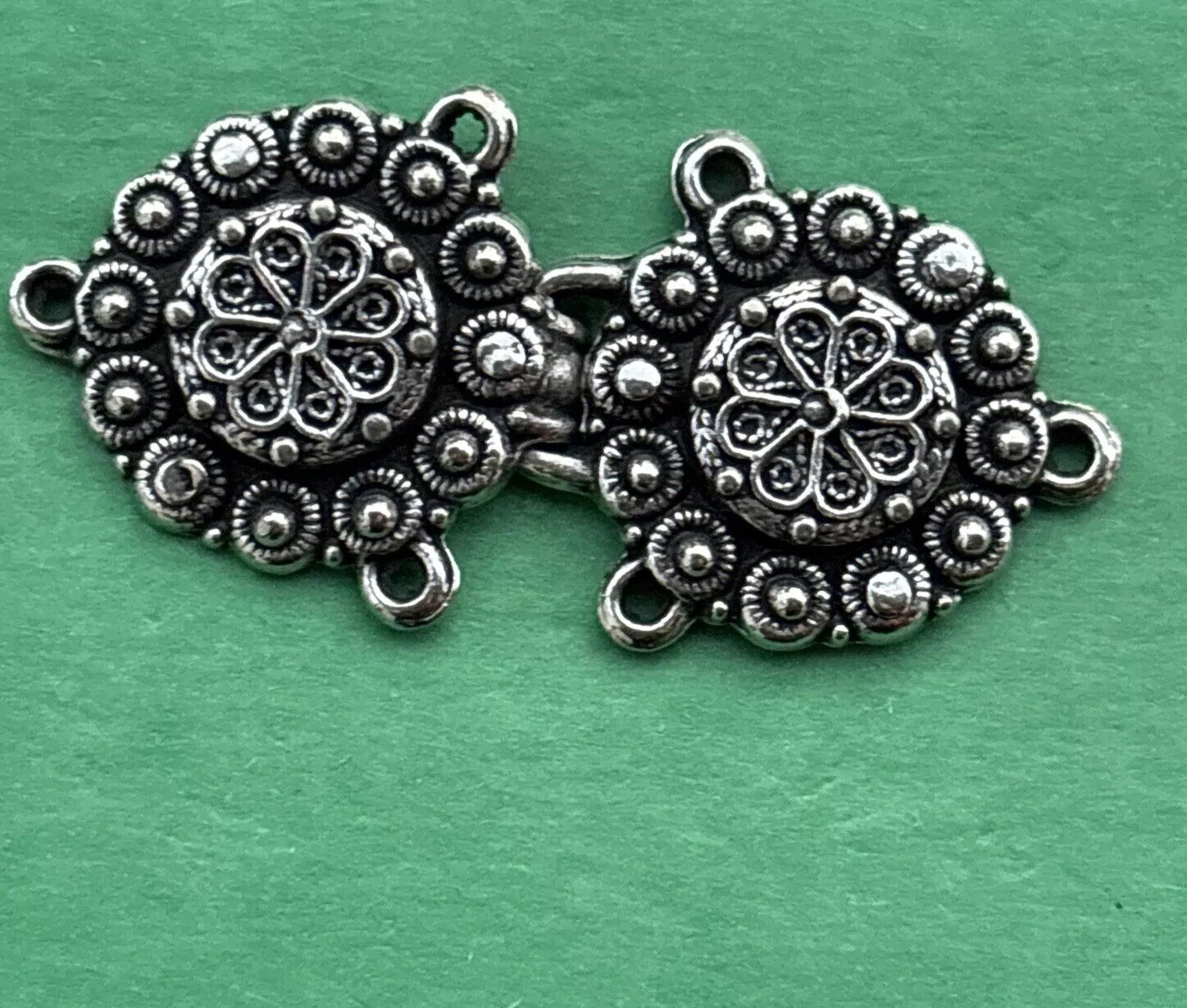VINTAGE PEWTER 2 CLASPS FROG For SWEATER CARDIGAN Tinn-Per co. Norway
